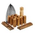 Relaxdays - Wikinger Spiel, Outdoor Wurfspiel, Kinder & Erwachsene, Holz, Schwedenschach, 21 Spielfiguren, Beutel, braun