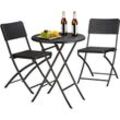 Gartenmöbel Set Bastian, klappbar, 3-teilig, Rattan-Optik, klein, hbt Tisch: 75,5 x 60 x 60 cm, schwarz - Relaxdays