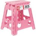 Klapphocker faltbar, Camping Hocker, großer Badhocker, bis 150 kg, Kunststoff, HxBxT: 39 x 39 x 32 cm, pink - Relaxdays