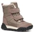 Winterstiefel GEOX "J TREKKYUP GIRL B ABX" Gr. 26, beige (dunkelbeige), Kinder, Textil, Veloursleder, Lederimitat, Schuhe, Klettstiefel, Snowboots, Winterstiefel mit Warmfutter