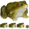 4 x Gartenfigur Frosch, wetterfest, für Balkon, Terrasse, am Teich, Kunststein, sitzende Dekofigur Frosch, grün