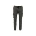 Jogginghose ALPHA INDUSTRIES "Alpha Industries Men - Jogger Cotton Twill Jogger" Gr. L, Normalgrößen, grau (grauschwarz), Herren, Obermaterial: 98% Baumwolle, 2% Elastan, Futter: 100% Baumwolle, Hosen