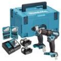 Makita - Set aus 2 Maschinen 18 v Li-Ion 5 Ah Schrauber DTD155 + Bohrmaschine DHP483 - 2 Akkus, Ladegerät, Koffer - DLX2221TJ2