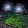 Led Solarleuchten Gartendeko, 2 Stück 180LED Solar Feuerwerk Gartenlichter Wasserdicht, 8 Modi Solarstecker Gartenleuchten für Außen Fußweg Yard