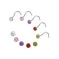 Nasenpiercing-Set FIRETTI "Multipack Schmuck Geschenk Silber 925 Piercing Nasenstecker", bunt (silberfarben, rosa, lila, rot, grün, weiß, rosa, lila, rot, grün), Piercings, Silber 925 (Sterlingsilber), mit Zirkonia (synth.)