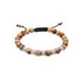 Armband KUZZOI "Herren Achat Perlen Bead Jasper Look 925 Silber" Gr. 19, braun (braun, braun), Armbänder, Herren, 19cm, ohne Stein, Silber 925 (Sterlingsilber)