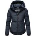 Steppjacke NAVAHOO "Lachperle XIV" Gr. L (40), blau (navy) Damen Jacken Kurze gesteppte Winterjacke mit hohem Kragen und Kapuze