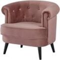 Sessel HOME AFFAIRE "LIENZ traumhafter Loungesessel in Chesterfield-Optik", rosa (altrosa), B:80cm H:72cm T:74cm, Holzgestell, Schaum-Polsterung, Holzbeine und pflegeleichter Bezug, Sessel, Sessel für Wohnzimmer in softem Samtvelours