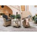 Balkonset DESTINY "MALAGA MERANO" Sitzmöbel-Sets Gr. B/H/T: 62cm x 85cm x 70cm, Polyester, Balkonset, braun (natur, meliert, natur, beige, beige) Polyrattan, 2 Sessel + Beistelltisch 46x47x50 cm, inkl. Auflagen