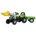 Tretfahrzeug ROLLY TOYS "Deutz 5115 G" Tretfahrzeuge grün Kinder Traktor mit Trailer und Lader