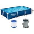 Framepool BESTWAY "Steel Pro", blau (dunkelblau), B:201cm H:66cm L:300cm, Schwimmbecken, mit Filterpumpe, 300x201x66 cm