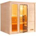 Sauna WEKA "Massivholzsauna BERGEN 1.8", beige (natur), Saunaofen, integrierte Steuerung, 5,4 kW, Saunen, Blockbohlen, naturbelassenes Fichtenholz