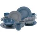 Kombiservice CREATABLE "Geschirr-Set Stripes Colors", bunt, 16 tlg., Porzellan, Geschirr-Sets, Service, umlaufendes Rillenrelief, 16 Teile, für 4 Personen