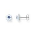 Paar Ohrstecker THOMAS SABO "Blume mit blauem Stein, H2269-496-1" Ohrringe Gr. Silber 925 (Sterlingsilber), bunt (silberfarben, blau, blau) Damen mit Glas-Keramik Stein