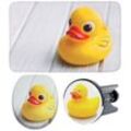 Badaccessoire-Set SANILO "Ente", gelb (weiß, gelb), Holz, Polyester, Kunststoff, Badaccessoires-Sets, bestehend aus WC-Sitz, Badteppich und Waschbeckenstöpsel