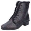 Schnürstiefelette RIEKER Gr. 36, schwarz (schwarz multi) Damen Schuhe Schnürboots, Trachtenstiefelette, Blockabsatz, Rüschchen-Verzierung