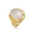 Fingerring ELLI PREMIUM "Mondstein Vintage Ornament Edelstein 925 Silber" Gr. 52, gold (gold, weiß), Fingerringe, Damen, 52mm,mit Steinen, Silber 925 (Sterlingsilber)