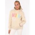 Sweatshirt ZWILLINGSHERZ Gr. S/M, beige Damen Sweatshirts mit aufgesticktem „Moin“-Schriftzug in Neonfarben