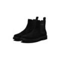 Chelseaboots CALVIN KLEIN JEANS "EVA BOOT MID CHELSEA ICONIC DR", Herren, Gr. 44, schwarz, Leder, Elastischer Einsatz, unifarben, klassisch, Schuhe, Blockabsatz, Schlupfboots, Stiefelette mit seitlichem CK-Logo