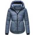 Steppjacke NAVAHOO "Lachperle XIV" Gr. L (40), blau (rauchblau) Damen Jacken Kurze gesteppte Winterjacke mit hohem Kragen und Kapuze