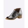 Sandalette ANDREA CONTI Gr. 36, silber (altsilberfarben), Damen, Leder, Glattleder, Schuhe Sommerboots Peeptoe Ankleboots