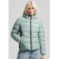 Steppjacke SUPERDRY "HOODED SPIRIT SPORTS PUFFER" Gr. L, grün (light jade grün), Damen, Web, Steppware, Obermaterial: 100% Polyester, unifarben, Jacken, aus wasserabweisendem Material