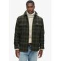 Langarmhemd SUPERDRY "Wool Miller Overshirt" Gr. L, N-Gr, haze ombre olive Herren Hemden