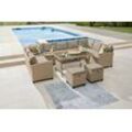 Gartenlounge-Set KONIFERA "Rotterdam", grau (grau, beige), Polyrattan, Sitzmöbel-Sets, Gartenmöbel-Set, Polyrattan, Stahl, Tischplatte aus Nonwood, Topseller