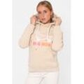 Hoodie ZWILLINGSHERZ ""Dog Mom"" Gr. L, beige (hellbeige) Damen Sweatshirts mit gesticktem Hundemotiv und Fronttasche