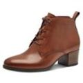 Ankleboots TAMARIS Gr. 36, braun (cognac) Damen Schuhe Blockabsatz, Schnürstiefelette, Bussinessschuh mit Logoprägungen