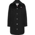 Kurzmantel TOMMY JEANS "TJW WOOL COAT EXT", Damen, Gr. XL (42), schwarz, Web, Obermaterial: 80% Polyester, 20% Wolle. Futter: 100% Polyester. Wattierung: 100% Polyester, unifarben, casual, relaxed fit kurz, Mäntel, mit Logostickerei