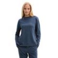 Longsweatshirt TOM TAILOR Gr. L (40), colony blau schwarz mini pepita Damen Sweatshirts mit Knöpfen an der Schulter