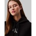 Kapuzensweatshirt CALVIN KLEIN JEANS "MONOLOGO REGULAR HOODIE", Damen, Gr. L (40), schwarz (ck schwarz), Sweatware, Obermaterial: 61% Baumwolle, 39% Polyester, unifarben, feminin, Langarm Bündchen, Sweatshirts, mit Logoprägung