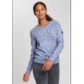 Sweatshirt KANGAROOS Gr. 32/34 (XS), blau (mittelblau), Damen, Obermaterial: 100% Baumwolle, bedruckt, Sweatshirts, Langarm, figurumspielender Schnitt, bedruckt, Rundhalsausschnitt, Topseller