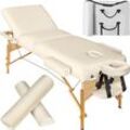 tectake® 3 Zonen Massageliege-Set, Breite 70 cm, Polsterung 7,5 cm, mit Holzgestell, 218 x 102 x 90 cm