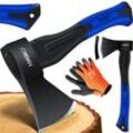 MASKO® Spaltaxt Spaltbeil Axt Beil Spalthammer Spaltkeil FIBERGLAS-Stiel + Handschuhe Die Perfekten Werkzeuge für Garten und Wald Universal Robust Langlebig Rostfrei