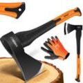 MASKO® Spaltaxt Spaltbeil Axt Beil Spalthammer Spaltkeil FIBERGLAS-Stiel + Handschuhe Die Perfekten Werkzeuge für Garten und Wald Universal Robust Langlebig Rostfrei