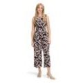 Overall BETTY & CO "Betty & Co Jumpsuit mit Bindegürtel" Gr. 36, Normalgrößen, braun (taupe, schwarz), Damen, Obermaterial: 100% Polyester. Futter: 100% Polyester., Overalls, Falten