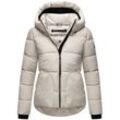 Steppjacke NAVAHOO "Lachperle XIV" Gr. L (40), grau (hellgrau) Damen Jacken Kurze gesteppte Winterjacke mit hohem Kragen und Kapuze