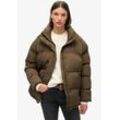 Steppjacke SUPERDRY "MID LENGTH PUFFER JACKET" Gr. L, braun (warm braun), Damen, Web, Obermaterial: 100% Polyester, unifarben, Jacken