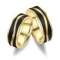 Verlobungsring MARRYA "Carbon Ringe Trauringe Eheringe Partnerringe" Gr. 48, schwarz (damen ring, schwarz, gold), Fingerringe, Damen, 48, Carbon