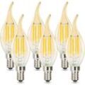 6 Stück led E14 Glühbirne Leuchtmittel: Lampe Warmweiß kerze Birne 4W 2700K Filament Retro Edison Glühlampe Vintage Light Weihnachten Bulb Glas