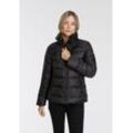 Daunenjacke POLARINO, Damen, Gr. 46, schwarz, Web, Obermaterial: 100% Polyamid. Futter: 100% Polyester. Wattierung: 80% Daunen, 20% Federn, unifarben, sportlich, Langarm mit innenliegendem Gummizug, Jacken, für den Winter, aus leichtem Webmaterial, mit hohem Stehkragen