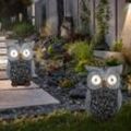 Solar Eule Gartenskulptur für Außen Gartendeko Figur Skulptur grau Akku, Kunststoff, 2x led 3000K, LxBxH 13,5x11,5x19,5 cm, 2er Set