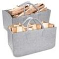 Swanew 2 Stück Filztaschen für Kaminholz Einkaufstasche Filzkorb Holzkorb Kaminholztasche Einkaufskorb Zeitungskorb Shopper aus Filz faltbar groß