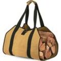 Aougo - Canvas-Holztasche für Kamin, Brennholz, Aufbewahrungstasche, großes Fassungsvermögen, Outdoor-Holzträger, gewachster Holz-Holzträger mit