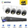 Annke - 4K Überwachungskamera Set PoE Aussen,8CH nvr 4 ip Kameras,Intelligente Dual Licht,Nachtsicht,2 Wege Audio, E-Mail Alarm, Videoüberwachungsset