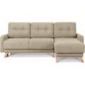 Konsimo - visna Ecksofa rechts mit ausziehbarer Schlaf- und Liegefläche, Beige