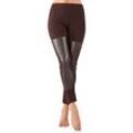 Leggings mit Kunstleder-Besatz, braun