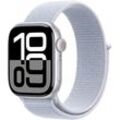 Smartwatch APPLE "Watch Series 10 Aluminium", silber (blau, silber), Smartwatches, 42mm, ohne eSIM, One-Size, Sport Loop